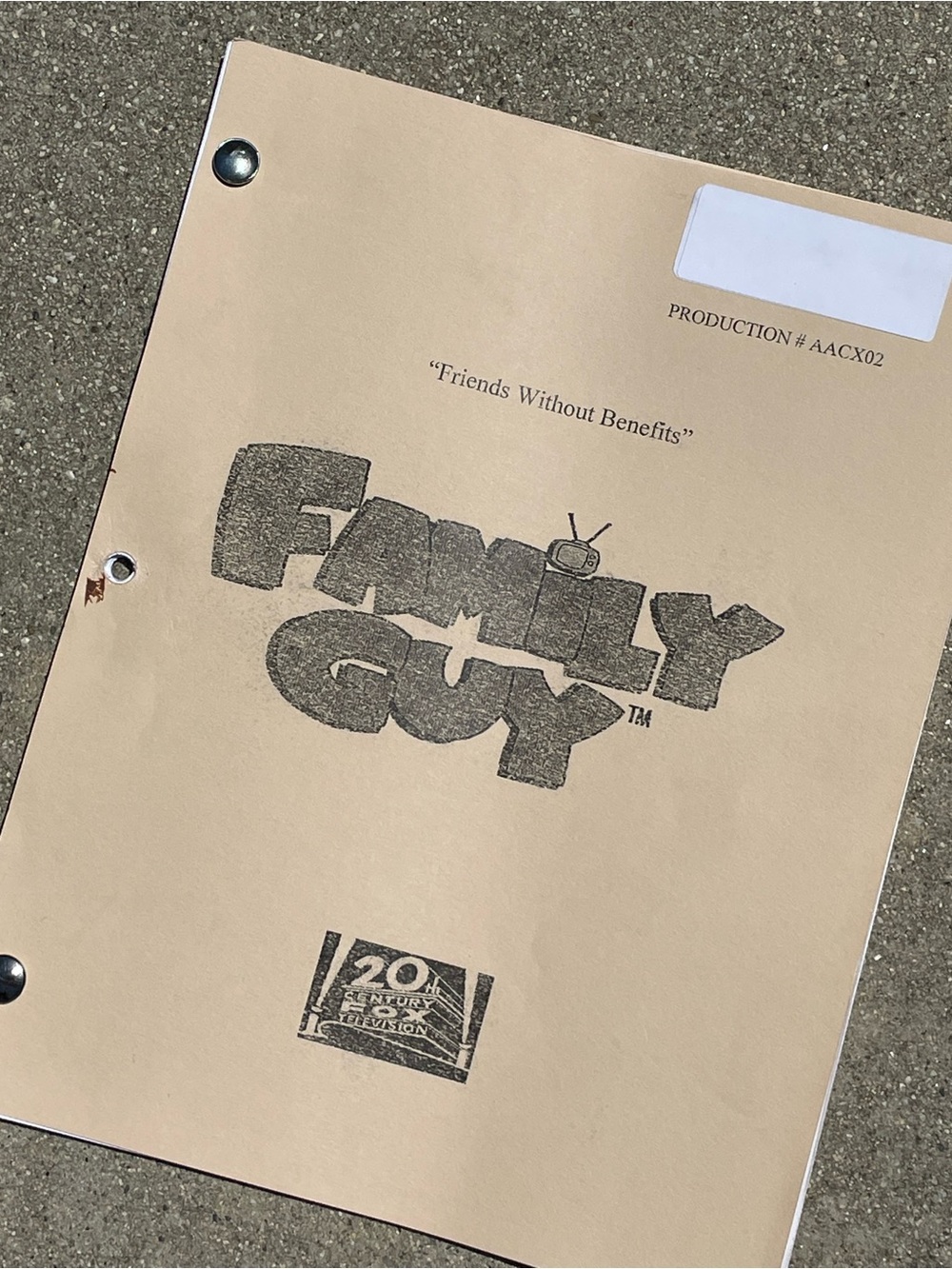 Family Guy 2011 Friends Without Benefits Production Used Table Draft Script MEG